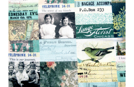 Tim Holtz Patchworkstoff Baumwolle Bilder Fotos Schmetterlinge Stoff Vögel Eclectic Elements türkis