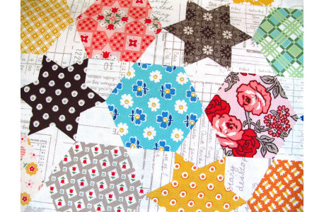 Fat Quarter Stoff Baumwolle Sterne Hexagon Flea Market