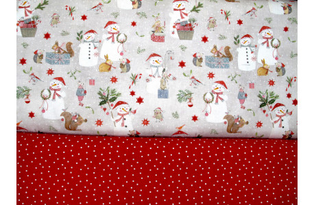 Stoffpaket acufactum Winter Weihnachten Baumwolle Stoff Weihnachtsstoff kinderstoff Schneemänner 72004