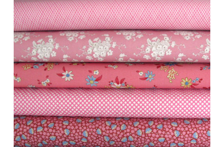 Tilda Stoffpaket Baumwolle Stoff Patchwork Blumen Punkte pink 75083