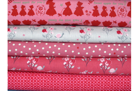 Patchwork Stoffpaket Kinderstoffe Blumen Tiere Schnecken Punkte Baumwolle 75086