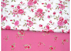 Stoffpaket Baumwolle Rosen Blumen Westfalenstoffe Punkte pink weiß 72039
