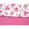 Stoffpaket Baumwolle Rosen pink weiß 72039