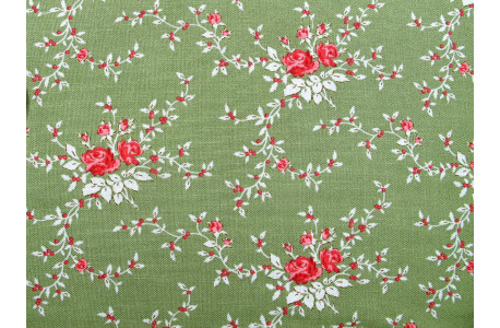 Tilda Stoffe grün Rosen Blumen Baumwolle Merry Little Christmas