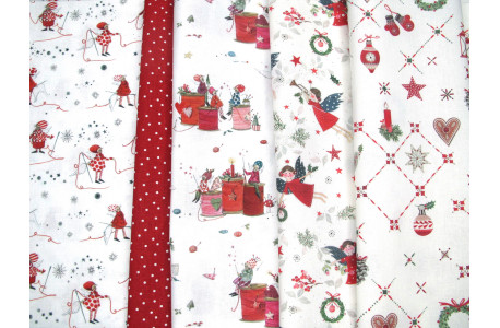acufactum Stoffpaket Weihnachten Engel Sterne Zweige Punkte Baumwolle Stoffe Silke Leffler Kerstin Heß 75021