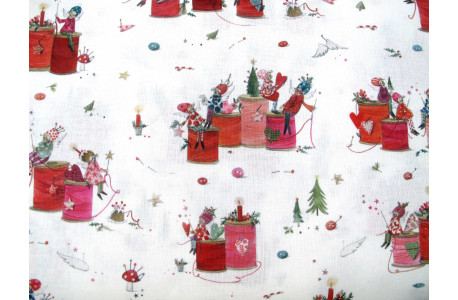 Baumwollstoff acufactum Engel Garnrollen Fadenspiel Weihnachten