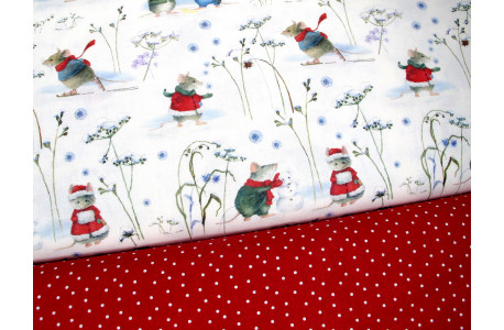 Stoffpaket Daniela Drescher Mäuse Baumwolle Weihnachtsstoff Kinderstoff Tupfen Dots Punkte 72060