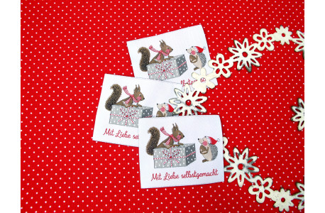 Label acufactum Eichhörnchen Igel Patch Aufnäher Web-Etikett webetikett Tiere
