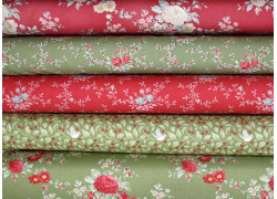 Tilda Stoffpaket Rosen Blumen Baumwolle Stoffe grün rot 75088