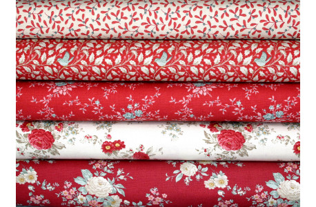 Tilda Stoffpaket Rosen Blumen Vogel Baumwolle Weihnachten Mistelzweig rot 75044