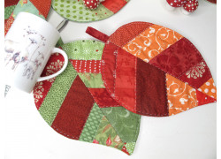 Freebie Blatt Untersetzer Patchwork Quiten Baumwolle herbstliche Deko