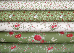 Tilda Stoffpaket grün creme Baumwolle Stoffe Rosen Blumen Tiere Weihnachten 75010