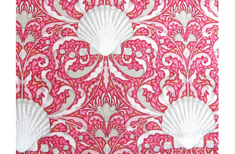 Tilda Stoffe Cotton Beach Muscheln Baumwolle Ornamente pink rot