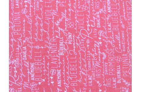 Patchworkstoff Schrift Text rosa Baumwolle Stoff pink Spring Chicken Quiltstoff
