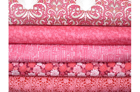 Patchwork Stoffpaket Rosenstoffe Muscheln Schrift Wörter Text Beeren Baumwolle Stoffe 75032