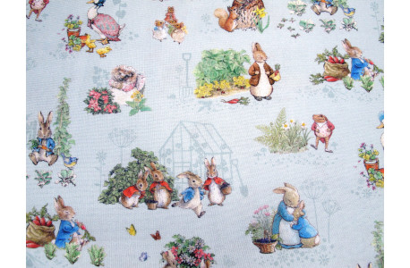 Patchworkstoff Peter Hase blau Baumwolle Stoff Kinderstoff Beatrix Potter 