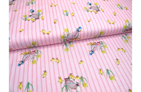 Patchworkstoff Peter Hase rosa Streifen Baumwolle Stoff Beatrix Potter Gans Tiere Kinderstoff