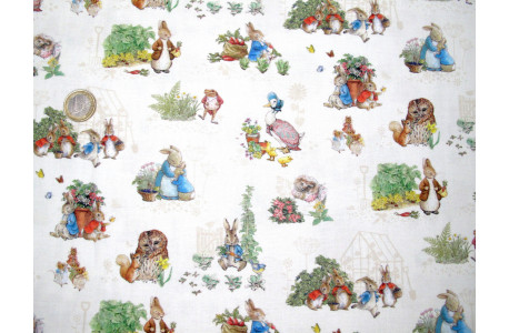 Patchworkstoff Peter Hase creme Baumwolle Stoff Kinderstoff Tierstoff