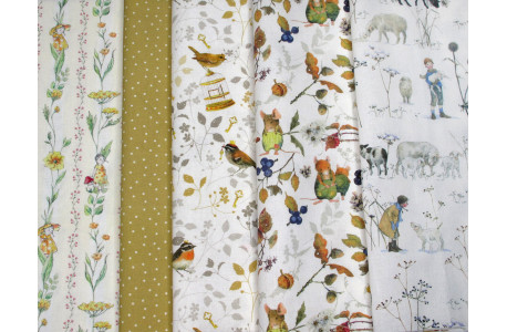 Stoffpaket Daniela Drescher Mäuse Schafe Kinder Blumen Kinderstoffe Tierstoffe