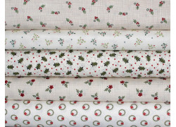 Stoffpaket Weihnachtsstoffe creme Ilex Baumwolle Stoffe Weihnachten 75091