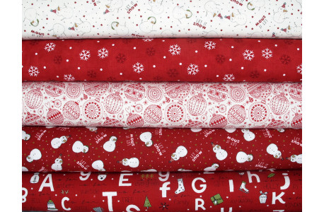 Stoffpaket Weihnachtsstoffe Schneemann Baumwolle Stoffe Sterne 75048