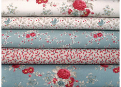 Tilda Stoffpaket Rosen Weihnachten Baumwolle Stoffe Ranken Vögel Ilex 75013