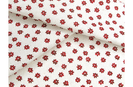 Baumwolle Blümchen Stoff rot creme Blumen