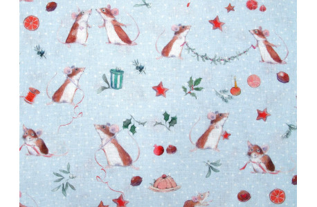 acufactum Stoff Weihnachtsmäuschen Baumwolle Kinderstoff Tierstoff Mäusestoff Sophia Drescher