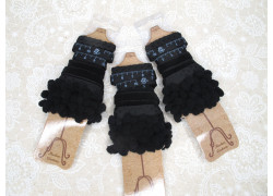 5 verschiedene Borten schwarz Zackenlitze Samtband Maßband Bommelborte Webband Zierband 