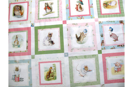 Panel Peter Hase Patchworkstoff Baumwolle Stoff Beatrix Potter Tierstoff Kinderstoff