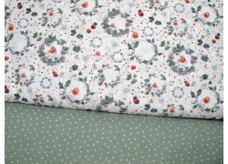 Stoffpaket Rotkehlchen acufactum Weihnachtsstoff Baumwolle Tierstoff Ilex Efeu Punkte 72053