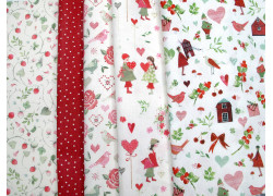 Stoffpaket acufactum Schweden Sommer Baumwolle Stoffe Erdbeeren Kinder Herzen Blumen 75063