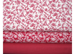 stoffpaket Baumwolle Blumen Punkte Patchwork Stoff Quilten rot weiß Rosen 73006