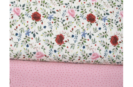 Stoffpaket Westfalenstoffe Baumwolle Florenz Blätter Rosen Punkte 72042