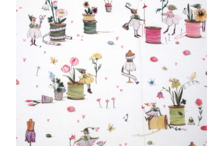 acufactum Stoff Fadenspiel Frühling Baumwolle Elfen Garnrollen Ostern Blumen Schneiderpuppe Mädchen
