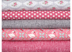 Patchwork Stoffpaket Schrift Dots Baumwolle Blumen Tiere Schwan Kinderstoff 75042