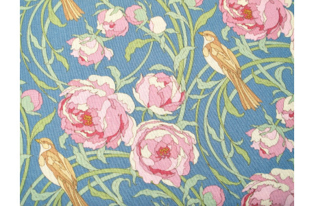 Tilda Stoff Blumen Vögel Songbird Baumwolle Rosen Tiere Cora Blue
