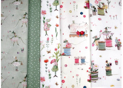 acufactum Stoffpaket Baumwolle Blumen Punkte Elfen Garnrollen 75022