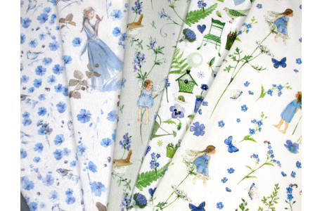 Stoffpaket daniela acufactum drescher elfen Blumen Gräser Gießkannen Baumwolle Stoffe