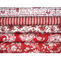 Patchwork Stoffpaket BlumenTexte rot 75039