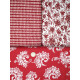Patchwork Stoffpaket BlumenTexte Baumwolle Stoffe rot 75039