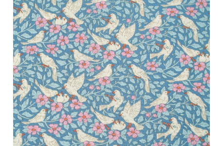 Tilda Stoff Blumen Tauben Baumwolle Tiere Vogel Blätter Songbird