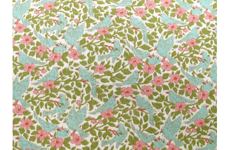 Tilda Stoffe Tauben Baumwolle Vögel Tiere Blumen Blätter Songbird