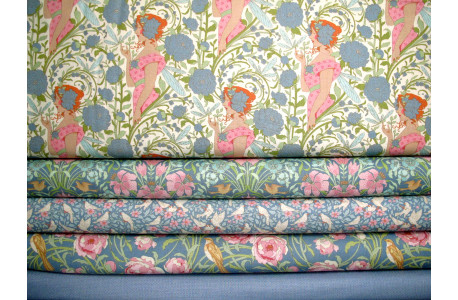 Tilda Stoffpaket Blumen Frauen Baumwolle Punkte Songbird Art Nouveau 75092