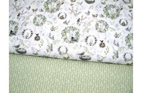 Stoffpaket Baumwolle acufactum Vögel Tiere Frühling Ostern Vogelnest Kranz 72058