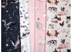 Stoffpaket Daniela Drescher Tiere acufactum Baumwolle Hühner Schweine Mädchen Gans