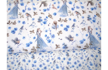 Stoffpaket acufactum Frauen Vögel Blüten Baumwolle Stoffe Punkte Westfalenstoffe 72036