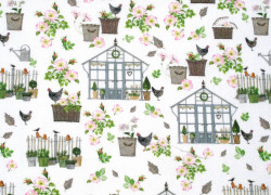 Stoff acufactum Gewächshäuser Baumwolle Garten Hühner Rosen Kübel Frühling Ostern Sommer