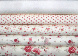 Patchwork Stoffpaket Blumen rosa vanille Rosen Blümchen Baumwolle Stoff75047