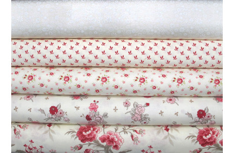 Patchwork Stoffpaket Blumen rosa vanille Rosen Blümchen Baumwolle Stoff75047